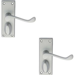 Loops 2x PAIR Victorian Scroll Handle on Privacy Backplate 118 x 43mm Satin Chrome Loops 2x PAIR Victorian Scroll Handle on Privacy Backplate 118 x 43mm Satin Chrome