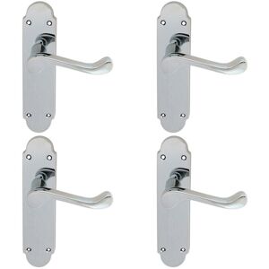 Loops 4x PAIR Victorian Upturned Handle on Latch Backplate 170 x 42mm Polished Chrome Loops 4x PAIR Victorian Upturned Handle on Latch Backplate 170 x 42mm Polished Chrome