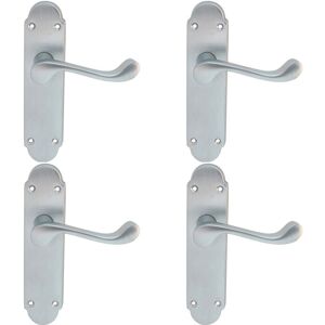 Loops 4x PAIR Victorian Upturned Handle on Latch Backplate 170 x 42mm Satin Chrome Loops 4x PAIR Victorian Upturned Handle on Latch Backplate 170 x 42mm Satin Chrome