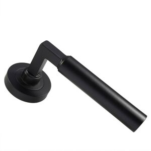 Loops PAIR Straight Round Bar Handle on Round Rose Concealed Fix Matt Black Loops PAIR Straight Round Bar Handle on Round Rose Concealed Fix Matt Black