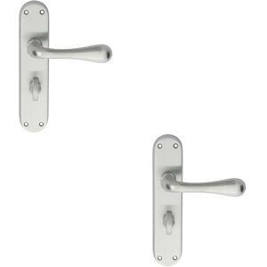 Loops 2x PAIR Smooth Round Bar Handle on Bathroom Backplate 185 x 40mm Satin Chrome Loops 2x PAIR Smooth Round Bar Handle on Bathroom Backplate 185 x 40mm Satin Chrome