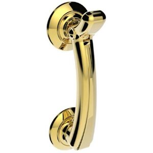 Loops Victorian Bow Door Knocker on Rose 95mm Fixing Centres Polished Brass Loops Victorian Bow Door Knocker on Rose 95mm Fixing Centres Polished Brass