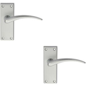 Loops 2x PAIR Slim Arched Door Handle on Latch Backplate 150 x 43mm Satin Chrome Loops 2x PAIR Slim Arched Door Handle on Latch Backplate 150 x 43mm Satin Chrome