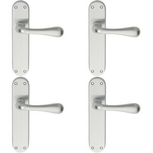 Loops 4x PAIR Smooth Round Bar Handle on Latch Backplate 185 x 40mm Satin Chrome Loops 4x PAIR Smooth Round Bar Handle on Latch Backplate 185 x 40mm Satin Chrome