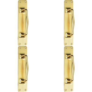 Loops 4x One Piece Door Pull Handle on Backplate 297mm Length Polished Brass Loops 4x One Piece Door Pull Handle on Backplate 297mm Length Polished Brass