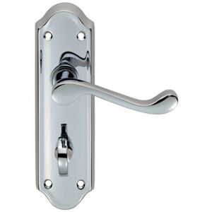 Loops PAIR Victorian Upturned Lever on Bathroom Backplate 168 x 47mm Polished Chrome Loops PAIR Victorian Upturned Lever on Bathroom Backplate 168 x 47mm Polished Chrome