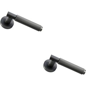 Loops 2x PAIR Knurled Grip Round Bar Handle on Round Rose Concealed Fix Matt Bronze Loops 2x PAIR Knurled Grip Round Bar Handle on Round Rose Concealed Fix Matt Bronze