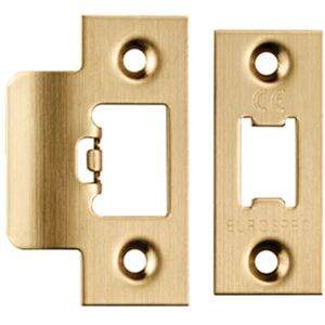 Loops Forend Strike & Fixing Pack Suitable for Tubular Latch Satin Brass Loops Forend Strike & Fixing Pack Suitable for Tubular Latch Satin Brass
