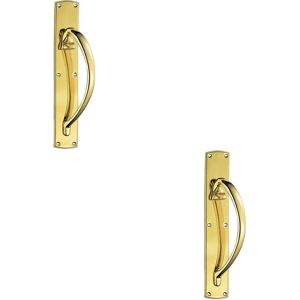 Loops 2x Right Handed Curved Door Pull Handle 457 x 75mm Backplate Polished Brass Loops 2x Right Handed Curved Door Pull Handle 457 x 75mm Backplate Polished Brass