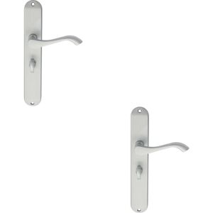 Loops 2x PAIR Curved Handle on Long Slim Bathroom Backplate 241 x 40mm Satin Chrome Loops 2x PAIR Curved Handle on Long Slim Bathroom Backplate 241 x 40mm Satin Chrome