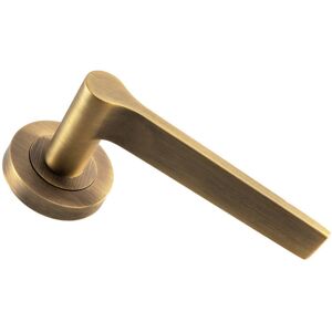 Loops PAIR Straight Rounded Handle on Round Rose Concealed Fix Antique Brass Loops PAIR Straight Rounded Handle on Round Rose Concealed Fix Antique Brass