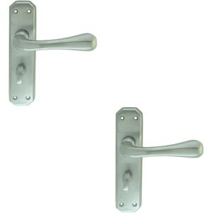Loops 2x PAIR Heavy Duty Handle on Angular Bathroom Backplate 180 x 40mm Satin Chrome Loops 2x PAIR Heavy Duty Handle on Angular Bathroom Backplate 180 x 40mm Satin Chrome