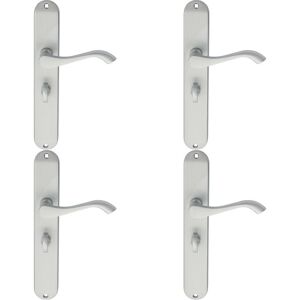 Loops 4x PAIR Curved Handle on Long Slim Bathroom Backplate 241 x 40mm Satin Chrome Loops 4x PAIR Curved Handle on Long Slim Bathroom Backplate 241 x 40mm Satin Chrome