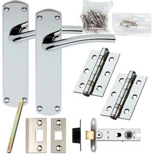 Loops Door Handle & Latch Pack Chrome Rounded Arched Lever on Backplate 170 x 42mm Loops Door Handle & Latch Pack Chrome Rounded Arched Lever on Backplate 170 x 42mm