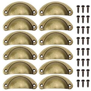 Juibao 12 Pieces Vintage Shell Cup Pull Handles, Retro Metal Half Moon Closet Kn Juibao 12 Pieces Vintage Shell Cup Pull Handles, Retro Metal Half Moon Closet Kn
