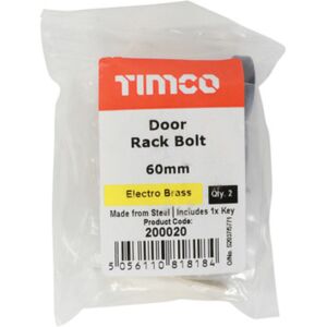 Timco Door Rack Bolts Electro Brass - 60mm (2 Pack Bag) Timco Door Rack Bolts Electro Brass - 60mm (2 Pack Bag)