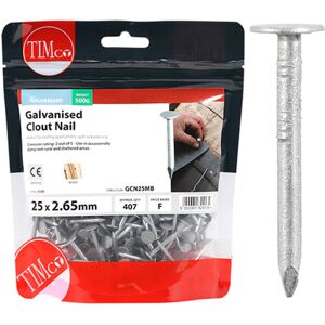 Timco Galvanised Clout Nails - 25 x 2.65 (0.5 Kilogram Pack) Timco Galvanised Clout Nails - 25 x 2.65 (0.5 Kilogram Pack)