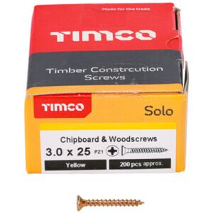 Timco - Solo Double Countersunk - Gold - 3.0 x 25mm - Screw Timco - Solo Double Countersunk - Gold - 3.0 x 25mm - Screw
