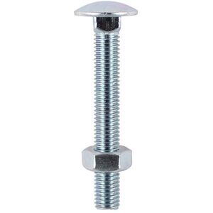 Timco Steel Dome Head Carriage Bolts with Hex Nuts (Silver) - M6 x 130mm (4 Pack Timco Steel Dome Head Carriage Bolts with Hex Nuts (Silver) - M6 x 130mm (4 Pack