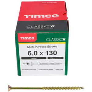 Timco Classic Multi-Purpose Double Countersunk Gold Woodscrews - 6.0 x 130 Timco Classic Multi-Purpose Double Countersunk Gold Woodscrews - 6.0 x 130