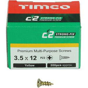 Timco Yellow C2 Strong-Fix Double Countersunk PZ2 Screws - 3.5 x 12mm (200 Box) Timco Yellow C2 Strong-Fix Double Countersunk PZ2 Screws - 3.5 x 12mm (200 Box)