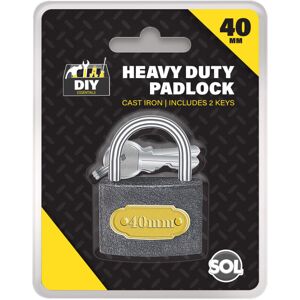 SOL Padlock 40mm Heavy Duty Iron Outdoor Shed Safety Security Shackle Lock 2 Key SOL Padlock 40mm Heavy Duty Iron Outdoor Shed Safety Security Shackle Lock 2 Key