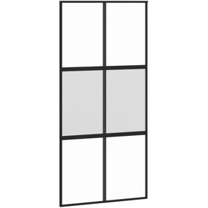 vidaXL Sliding Door Interior Barn Door Black Tempered Glass and Aluminium vidaXL Sliding Door Interior Barn Door Black Tempered Glass and Aluminium