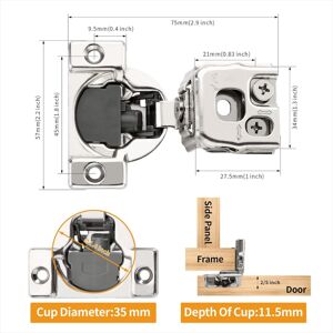 Typecat 10 Pack 1-1/4 Inch 3D Soft Close Concealed Hinges for Face Frame Door Typecat 10 Pack 1-1/4 Inch 3D Soft Close Concealed Hinges for Face Frame Door