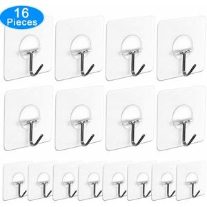 AUSTOR Adhesive Hooks, 16 Pack Adhesive Wall Hooks Nail Free Heavy Duty Hooks (7.2cm x AUSTOR Adhesive Hooks, 16 Pack Adhesive Wall Hooks Nail Free Heavy Duty Hooks (7.2cm x