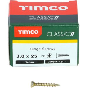 Timco Classic Countersunk Multi-Purpose Hinge Screws (Yellow) - 3 x 25mm (200 Pa Timco Classic Countersunk Multi-Purpose Hinge Screws (Yellow) - 3 x 25mm (200 Pa