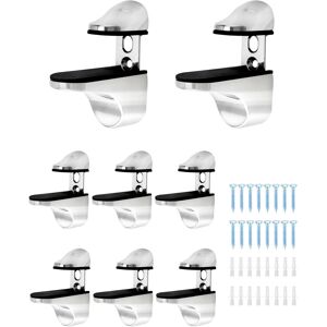 QWORK 8 Pack Adjustable Glass Shelf Bracket - Zinc Alloy - 3-20 mm - Shelf Bracket QWORK 8 Pack Adjustable Glass Shelf Bracket - Zinc Alloy - 3-20 mm - Shelf Bracket