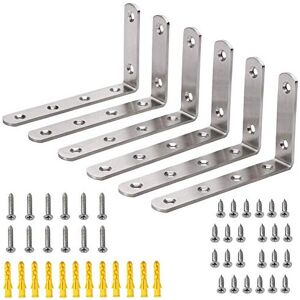 Hyber&Cara 6 Pack Heavy Duty Right Angle Bracket Stainless Steel L Shaped Corner Brace Join Hyber&Cara 6 Pack Heavy Duty Right Angle Bracket Stainless Steel L Shaped Corner Brace Join