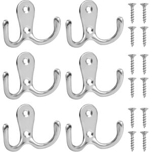 LFBEST 6 Pcs Door Hooks Coat Hooks Mounted 12 Screws Double Prong Robe Hooks Han LFBEST 6 Pcs Door Hooks Coat Hooks Mounted 12 Screws Double Prong Robe Hooks Han