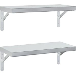 vidaXL Wall Shelves Floating Shelf Storage Shelf 2 pcs Silver Stainless Steel vidaXL Wall Shelves Floating Shelf Storage Shelf 2 pcs Silver Stainless Steel