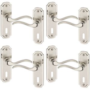 URBN Living (4x Satin Nickel Keyhole) Constance Metal Lever Latch Door Handles Set URBN Living (4x Satin Nickel Keyhole) Constance Metal Lever Latch Door Handles Set