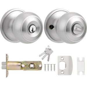 yao96266 Silver Privacy Door Knob With Key, Stainless Steel Round Interior Door Knobs For yao96266 Silver Privacy Door Knob With Key, Stainless Steel Round Interior Door Knobs For