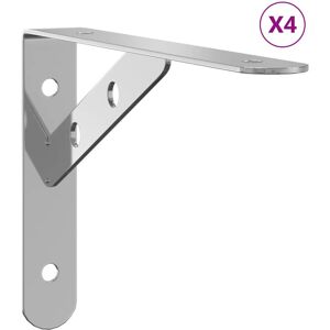 vidaXL Shelf Brackets Wall Mounted Shelf Support 4 pcs Silver Stainless Steel vidaXL Shelf Brackets Wall Mounted Shelf Support 4 pcs Silver Stainless Steel