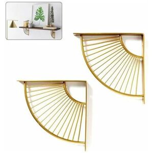 LIFEASY Gold Metal Floating Scalloped Triangle Shelf Bracket, 2 Pack Hanging Shelf Corne LIFEASY Gold Metal Floating Scalloped Triangle Shelf Bracket, 2 Pack Hanging Shelf Corne