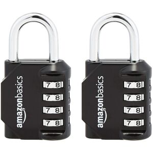 Amazon Basics 4-Digit Combination Lock Black 2-Pack Amazon Basics 4-Digit Combination Lock Black 2-Pack