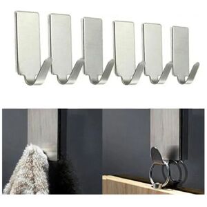 winwin 6 Pcs Stainless Steel Self Adhesive Hooks Sticky Wall Door Hook winwin 6 Pcs Stainless Steel Self Adhesive Hooks Sticky Wall Door Hook