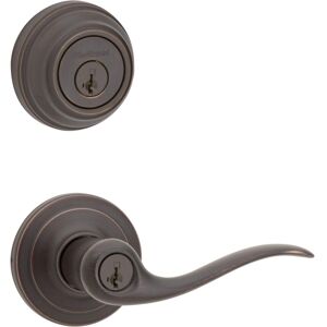 Kwikset 991 Tustin Entry Lever and Single Cylinder Deadbolt Combo Pack featuring Kwikset 991 Tustin Entry Lever and Single Cylinder Deadbolt Combo Pack featuring