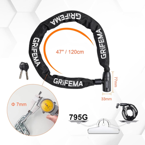 GRIFEMA GA1201-12 Bike Locks High Security with 2 Keys, Bike Chain Lock Heavy Du GRIFEMA GA1201-12 Bike Locks High Security with 2 Keys, Bike Chain Lock Heavy Du