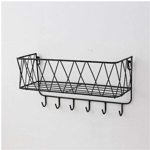 Unbranded (6 Haken, Black) Wall Shelf Floating Shelf With Metal Grid, Wall Shelf With Hook Unbranded (6 Haken, Black) Wall Shelf Floating Shelf With Metal Grid, Wall Shelf With Hook