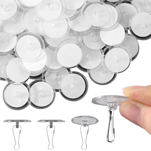 Melitt 60Pcs Clear Self-Adhesive Ceiling Hooks-Drill-Free, Removable Sticky Hooks for B Melitt 60Pcs Clear Self-Adhesive Ceiling Hooks-Drill-Free, Removable Sticky Hooks for B