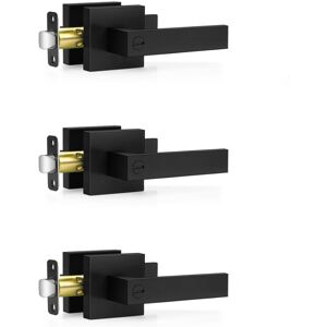 Markenlos 3 Pack Matte Black Door Handles, Keyless Interior Door Knobs Markenlos 3 Pack Matte Black Door Handles, Keyless Interior Door Knobs