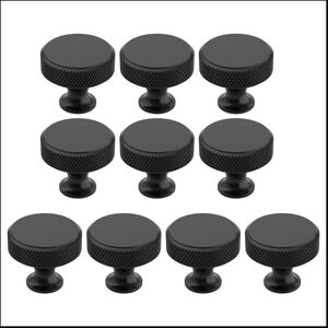 Spactz 10 Pack Matte Black Knurled Cabinet Knobs Round Kitchen Cabinet Pulls for Drawer Spactz 10 Pack Matte Black Knurled Cabinet Knobs Round Kitchen Cabinet Pulls for Drawer