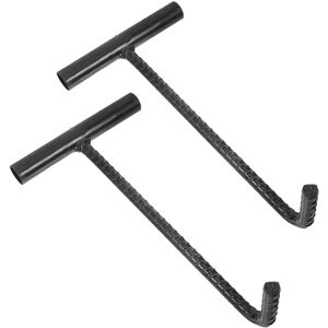 SOLUSTRE 2pcs T-Shaped Manhole Cover Hook Steel Drain Grate Lifter SOLUSTRE 2pcs T-Shaped Manhole Cover Hook Steel Drain Grate Lifter