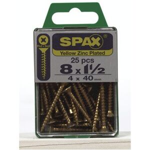 Spax 4101020400402 8 x 1.5 in. Multi-Material Yellow Flat Head Spax Screws Box Spax 4101020400402 8 x 1.5 in. Multi-Material Yellow Flat Head Spax Screws Box