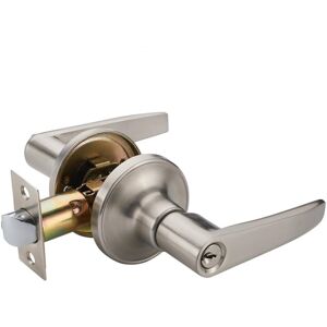 Unbranded Keyed Entry Door Lever Handle, Dual-Function Lockable Knob with Brushed Nickel F Unbranded Keyed Entry Door Lever Handle, Dual-Function Lockable Knob with Brushed Nickel F