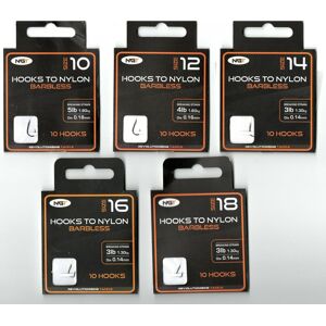 NGT Barbless Hooks - 50 Pieces in Sizes 10, 12, 14, 16 & NGT Barbless Hooks - 50 Pieces in Sizes 10, 12, 14, 16 &